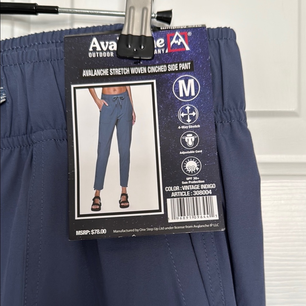 Navy Stretch Woven Pants with Cinched Sides